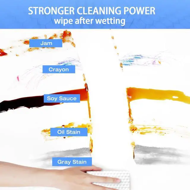Alt view image 4 of 6 - Convex Point Melamine Eraser Sheets, 50 Count | Thick melamine sheets clean with water only; convex-point pads reach tight spaces in kitchens, baths, shoes and furniture.