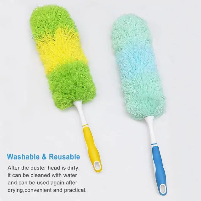 Alt view image 7 of 7 - 2 Pack 20-inch Microfiber Dusting Dusters with Non-Slip Handles and Bendable Microfiber Duster Heads, Perfect for Household Cleaning, Office Cleaning, and Car Cleaning, Feather Duster for Cleaning