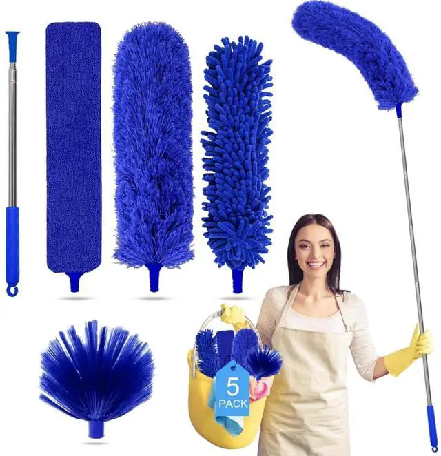 Main image of Dusters for Cleaning,Microfiber Feather Duster 5-in-1 Kit, Duster with Extension Pole 100 Inches, Cobweb Duster, Microfiber Dusters for High Ceilings and Fans, Blinds and Cars