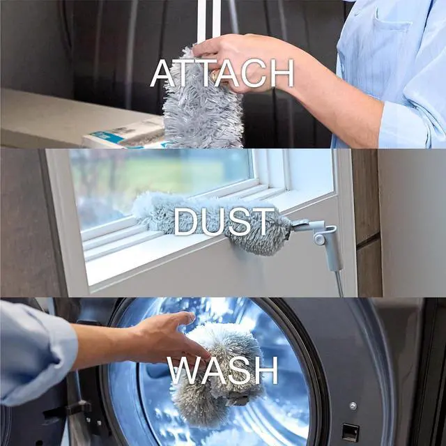 Alt view image 3 of 7 - Reusable Dusters - 2 Pack - High Performance Dusting System | Microfiber Dusters Remove Dust and Pet Hair for Whole-Home Cleaning