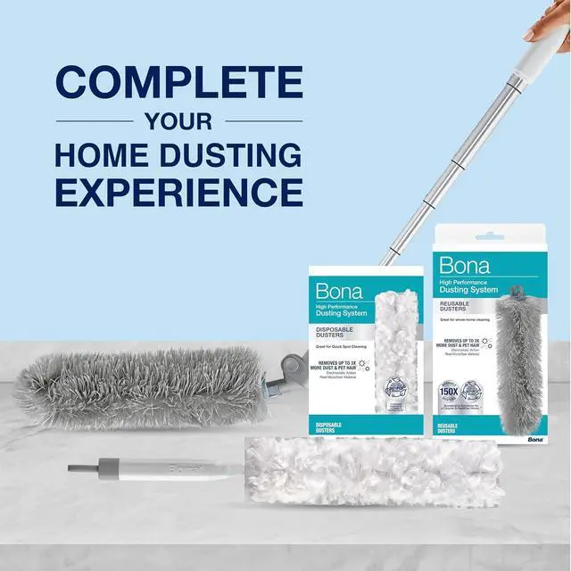 Alt view image 6 of 7 - Reusable Dusters - 2 Pack - High Performance Dusting System | Microfiber Dusters Remove Dust and Pet Hair for Whole-Home Cleaning
