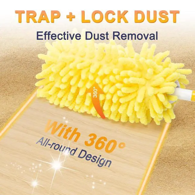 Alt view image 2 of 7 - Reusable Duster Refill for Swiffer, 8Pcs with 1 Handle | 360° Heavy Duty Duster Refills , Washable Microfiber Dusters for Cleaning