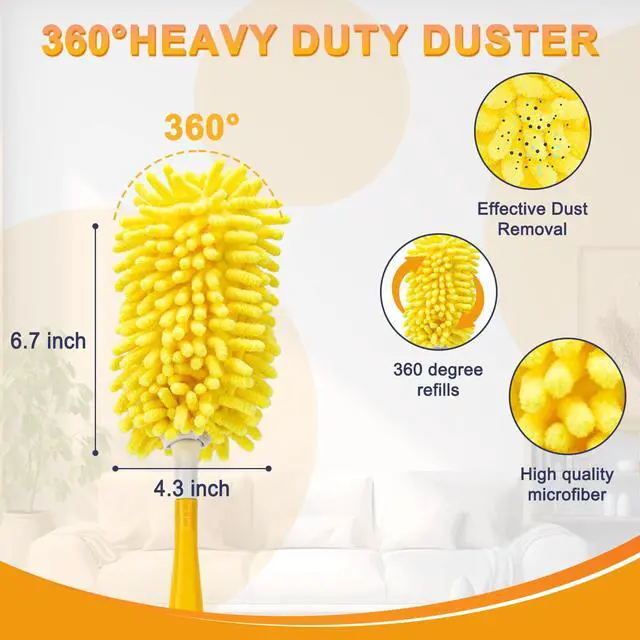 Alt view image 7 of 7 - Reusable Duster Refill for Swiffer, 8Pcs with 1 Handle | 360° Heavy Duty Duster Refills , Washable Microfiber Dusters for Cleaning