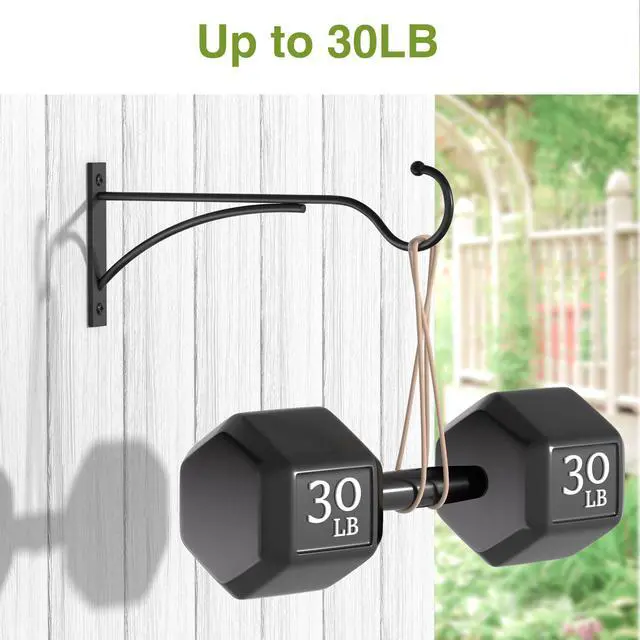 Alt view image 5 of 7 - 11 Inch 2 Pack Heavy-Duty Metal Plant Hanger Hooks, outdoor, Matte black | 30 lb capacity | For bird feeders, flower baskets, wind chimes, lanterns| Black | outdoor | Wall-mounted | Heavy Duty