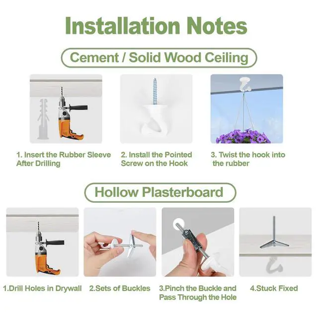 Alt view image 5 of 6 - Ceiling Hooks for Hanging Plants - 6 Pack Heavy-Duty Metal Swag Hooks | Includes Screws and Brackets for Easy Installation; Ideal for Hanging Plants, Lights or Extender Chains from Ceilings.