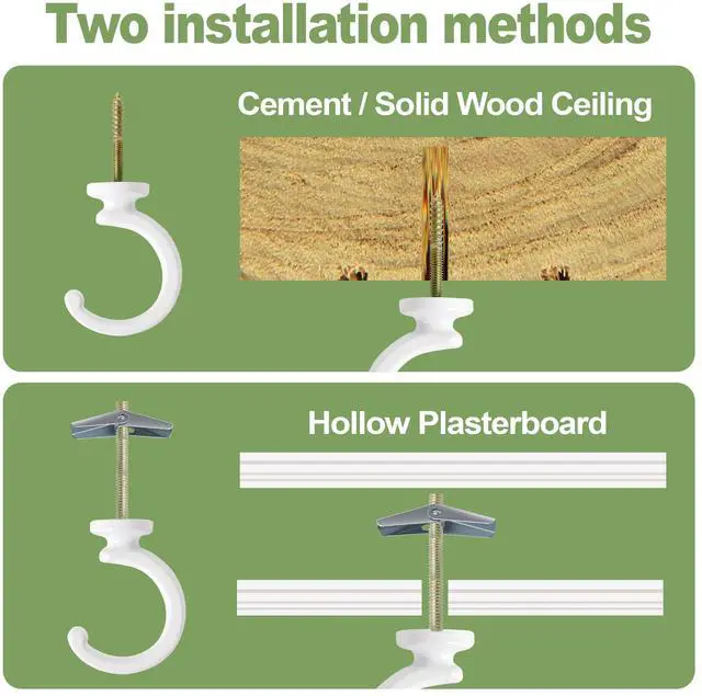 Alt view image 2 of 7 - Ceiling Hooks for Hanging Plants - 2 Pack Heavy-Duty Metal Swag Hooks | Metal Hooks Hold Hanging Plants and Lights from Ceilings or Walls Indoors or Outdoors;
