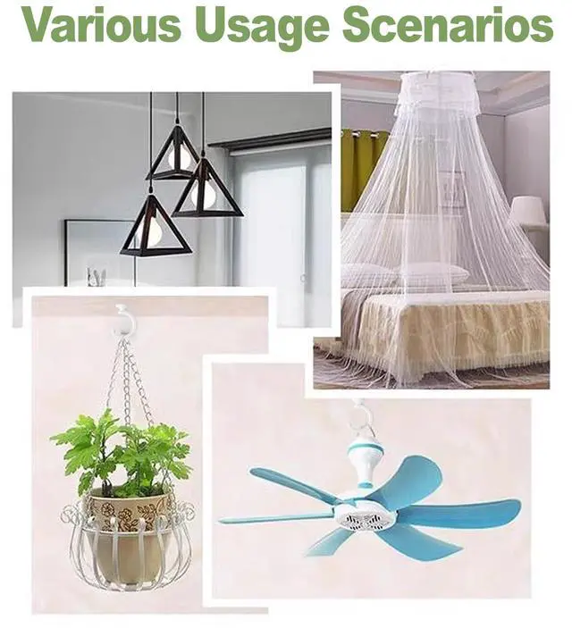 Alt view image 4 of 7 - Ceiling Hooks for Hanging Plants - 2 Pack Heavy-Duty Metal Swag Hooks | Metal Hooks Hold Hanging Plants and Lights from Ceilings or Walls Indoors or Outdoors;