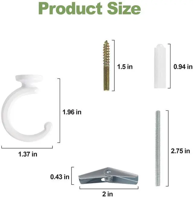 Alt view image 6 of 7 - Ceiling Hooks for Hanging Plants - 2 Pack Heavy-Duty Metal Swag Hooks | Metal Hooks Hold Hanging Plants and Lights from Ceilings or Walls Indoors or Outdoors;