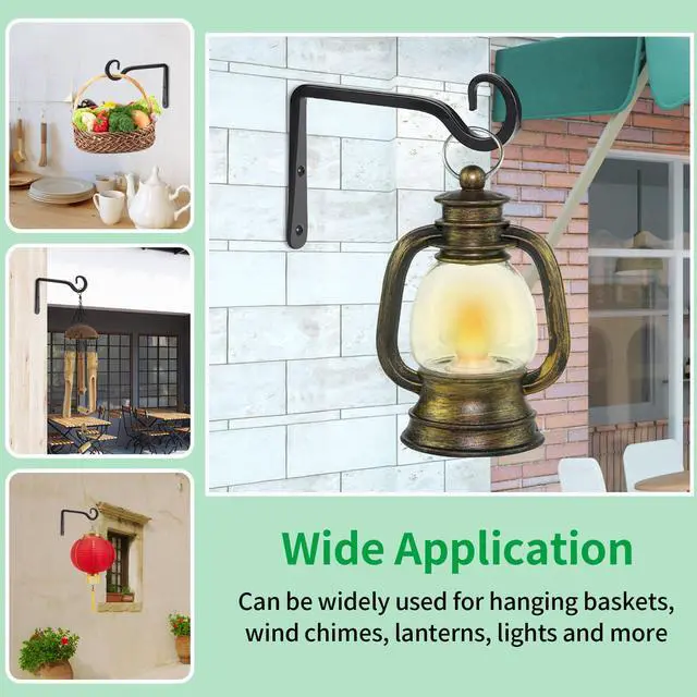 Alt view image 7 of 7 - Plant Hangers Outdoor, 2 Pack 6 Inch Plant Hooks for Wall Hanging Plants | Metal Hanging Plant Bracket. Holds up to 44 lbs. For Hanging Plants, Bird Feeder, Flower Basket, Wind Chimes, Indoor Outdoor