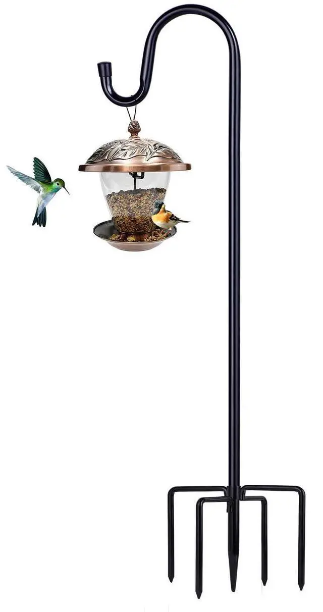 Main image of Shepherd Hooks for Outdoor, 1 Pack 62 Inch Bird Feeder Pole with 5 Prongs Base for Hanging Lantern, Hummingbird Feeder, Lightweight Plant, Shepherds Hook for Bird Feeders for Outside