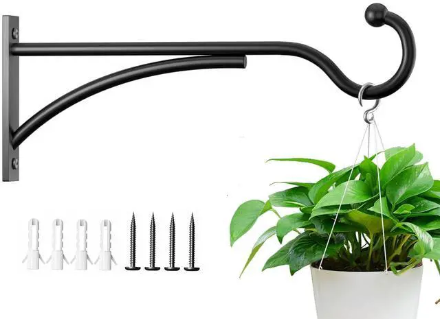 Main image of 11 Inch Heavy-Duty Metal Plant Hanger Hooks, Outdoor, Matte Black | 30 lb capacity | For bird feeders, flower baskets, wind chimes, lanterns| Black | outdoor | Wall-mounted | Heavy Duty