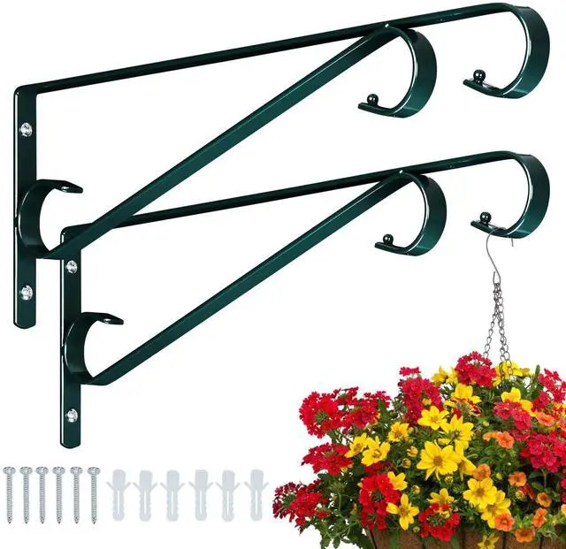 Main image of Plant Hangers Outdoor (2 Pack-15.4 Inch Blackish Green) Plant Hooks Heavy Duty Iron Plant Hanger Hook for Wall, Hanging Plant Bracket for Planters, Bird Feeders, Lanterns