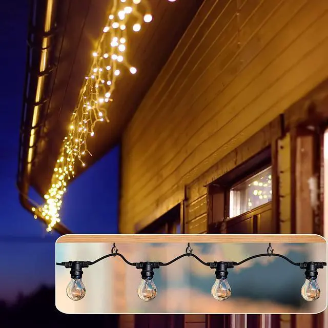 Alt view image 6 of 7 - 36 PCS Q-Hanger Hooks with Safety Buckle, Windproof Screw Hooks | for Outdoor String Lights Hanging Christmas Patio Lights, Plants, Cup Eye Hooks Mount on Wall Ceiling Wood Fence Deck, Black