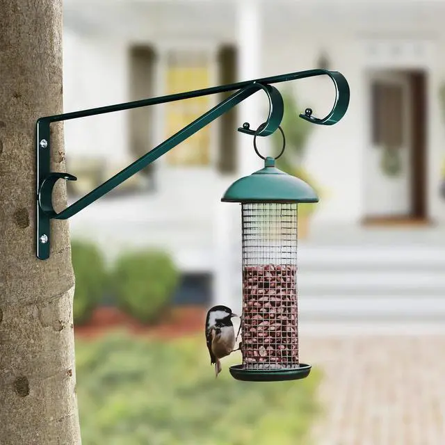 Alt view image 5 of 6 - Plant Hangers Outdoor (2 Pack-15.4 Inch Blackish Green) Plant Hooks Heavy Duty Iron Plant Hanger Hook for Wall, Hanging Plant Bracket for Planters, Bird Feeders, Lanterns