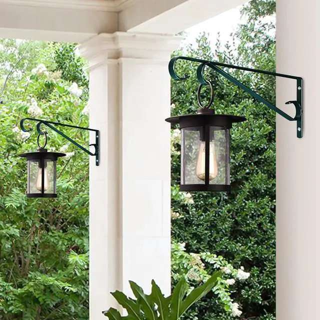 Alt view image 6 of 6 - Plant Hangers Outdoor (2 Pack-15.4 Inch Blackish Green) Plant Hooks Heavy Duty Iron Plant Hanger Hook for Wall, Hanging Plant Bracket for Planters, Bird Feeders, Lanterns