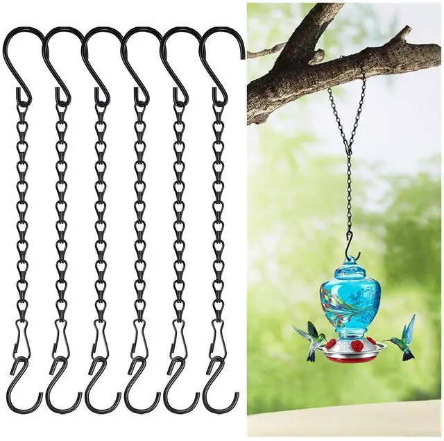 Main image of 6 Pack 11 Inch Plant Hanger,Black Hanging Chains with S Hooks for Hanging Plants,Adjustable Replacement Plant Hangers Outdoor for Bird Feeders,Lanterns and Flower Basket Pots,Black