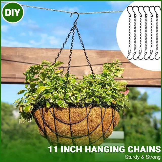 Alt view image 5 of 7 - 6 Pack 11 Inch Plant Hanger,Black Hanging Chains with S Hooks for Hanging Plants,Adjustable Replacement Plant Hangers Outdoor for Bird Feeders,Lanterns and Flower Basket Pots,Black