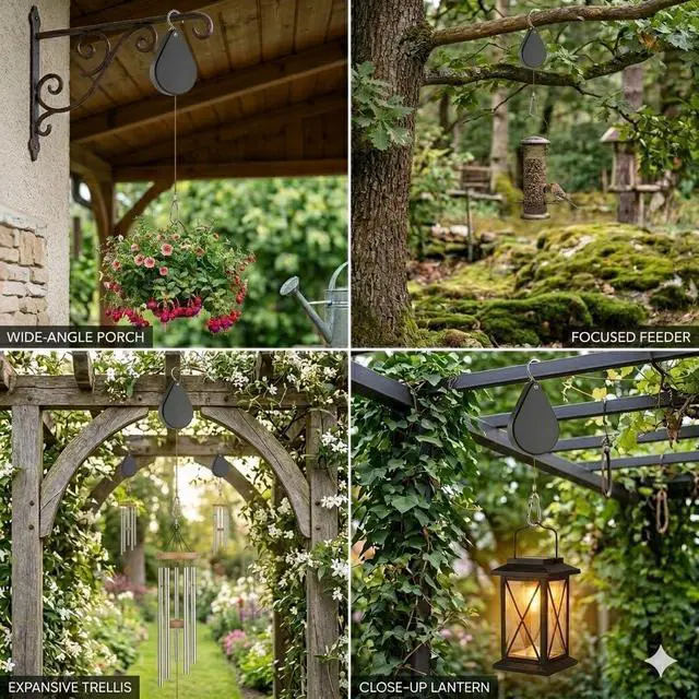 Alt view image 6 of 6 - Upgraded Retractable Plant Hanger,Plant Pulleys for Hanging Plants,Easy to Raise and Lower,Auto Lock,Heavy Duty, Adjustable Hook for Garden Baskets Pots,Birds Feeder,(3Pcs,Black)