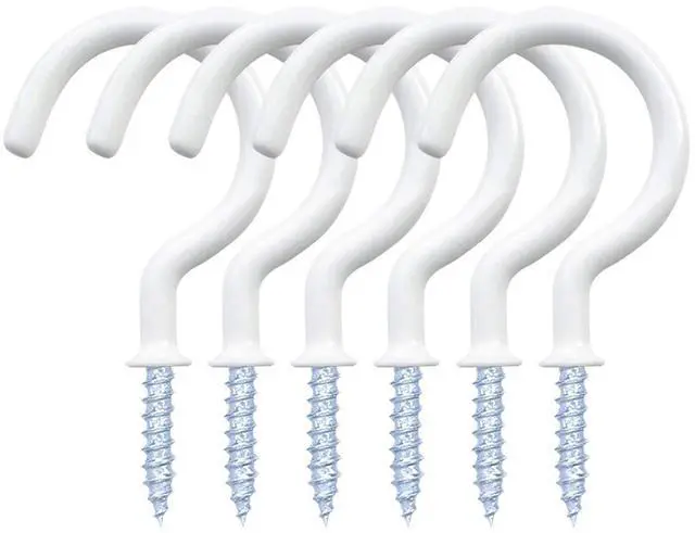 Main image of 12 Pack Vinyl Coated Ceiling Hooks,Screw-in Mug Hooks | Multi-Function Wall Hooks Kitchen Hooks Cup Hooks for Indoors Outdoors (White, 1-1/4 Inch)