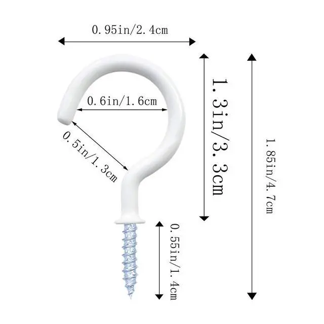 Alt view image 3 of 7 - 12 Pack Vinyl Coated Ceiling Hooks,Screw-in Mug Hooks | Multi-Function Wall Hooks Kitchen Hooks Cup Hooks for Indoors Outdoors (White, 1-1/4 Inch)