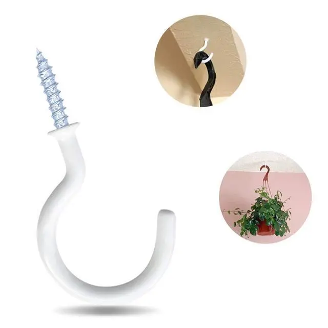 Alt view image 7 of 7 - 12 Pack Vinyl Coated Ceiling Hooks,Screw-in Mug Hooks | Multi-Function Wall Hooks Kitchen Hooks Cup Hooks for Indoors Outdoors (White, 1-1/4 Inch)