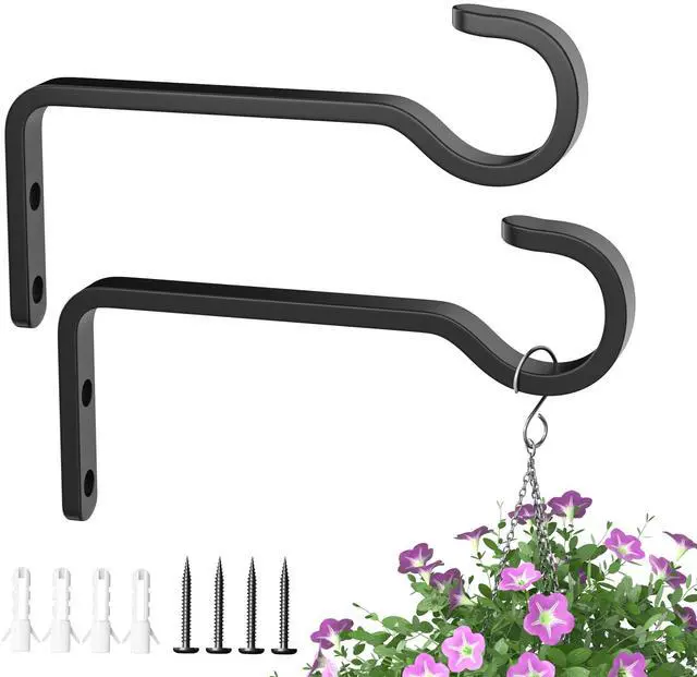Main image of Plant Hooks for Wall,Plant Hangers Outdoor/Indoor,Hold 35lb, 5.7Inch,2 Pack | Metal,Heavy Duty Plant Bracket for Hanging Baskets,Wind Chime,Bird Feeder,Lantern,Wall Mount Plant Holder