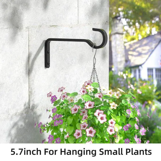 Alt view image 2 of 7 - Plant Hooks for Wall,Plant Hangers Outdoor/Indoor,Hold 35lb, 5.7Inch,2 Pack | Metal,Heavy Duty Plant Bracket for Hanging Baskets,Wind Chime,Bird Feeder,Lantern,Wall Mount Plant Holder