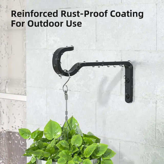 Alt view image 4 of 7 - Plant Hooks for Wall,Plant Hangers Outdoor/Indoor,Hold 35lb, 5.7Inch,2 Pack | Metal,Heavy Duty Plant Bracket for Hanging Baskets,Wind Chime,Bird Feeder,Lantern,Wall Mount Plant Holder