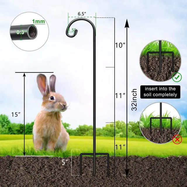Alt view image 2 of 7 - 32" Small Shepherd Hooks for Outdoor,Adjustable Decorative Garden Hooks for Solar Lanterns, Hanging Plants, Wind Chimes & Garden Decor, 2 Pack