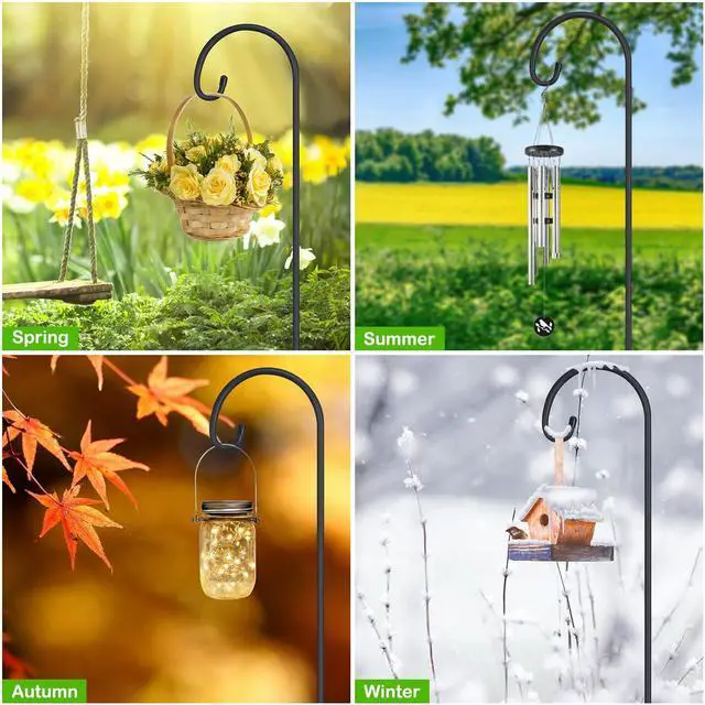 Alt view image 3 of 7 - 32" Small Shepherd Hooks for Outdoor,Adjustable Decorative Garden Hooks for Solar Lanterns, Hanging Plants, Wind Chimes & Garden Decor, 2 Pack