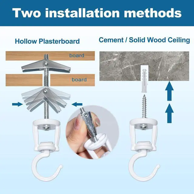 Alt view image 5 of 7 - Ceiling Hooks for Hanging Plants, Heavy Duty Metal Plant Hooks for Ceilings, Screw-in Hooks for Hanging Birdfeeders, Lamps, Planters, Outdoor Decorative Hooks up to 33 lbs. (2, White)