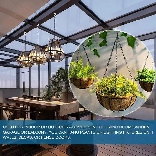 Alt view image 7 of 7 - Ceiling Hooks for Hanging Plants, Heavy Duty Metal Plant Hooks for Ceilings, Screw-in Hooks for Hanging Birdfeeders, Lamps, Planters, Outdoor Decorative Hooks up to 33 lbs. (2, White)