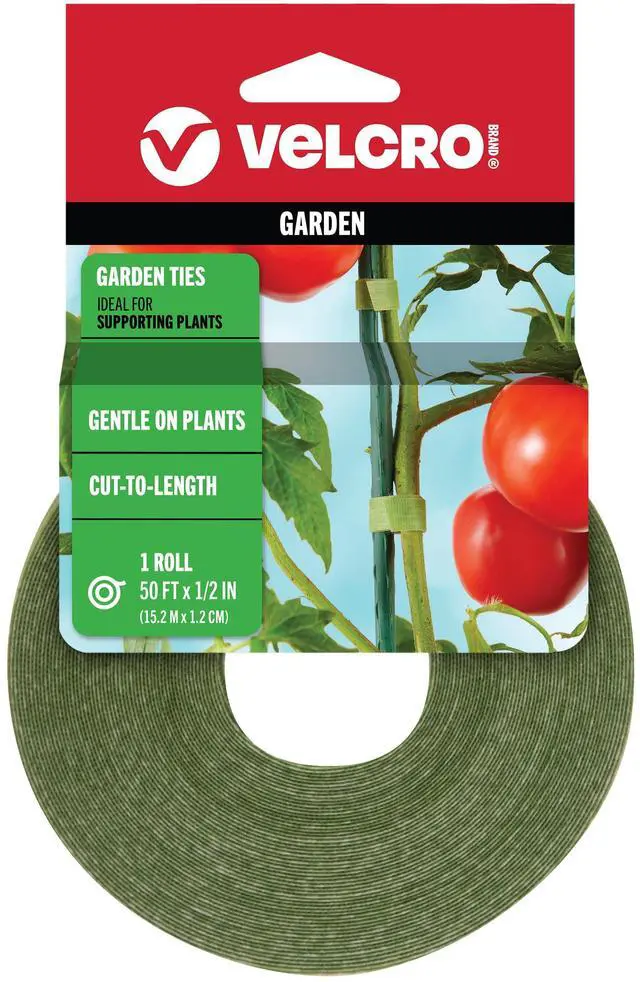 Main image of Brand VEL-30071-USA ONE-WRAP Garden Ties | Plant Supports for Effective Growing | Strong Grips are Reusable and Adjustable | Cut-to-Length, 50 ft x 1/2 in, Green-Recycled Plastic