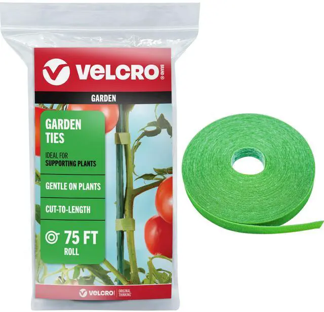Main image of Brand Adjustable Plant Ties | 75 ft x 1/2 in Green Garden Tape | Reusable, Cut-to-Length Hook & Loop Plant Support for Staking, Training & Organizing Tomatoes, Vines, and Flowers