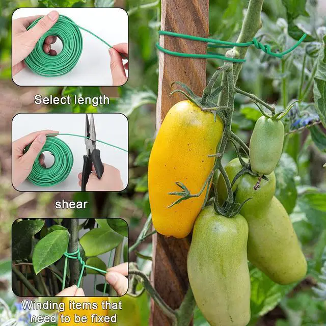 Alt view image 7 of 7 - 100 Feet Soft Tie for Plants, Green Twist Garden Ties Gardening Supplies for Supporting Climbing Plants, Tomatoes, Vegetables, (Diameter - 2.5MM)