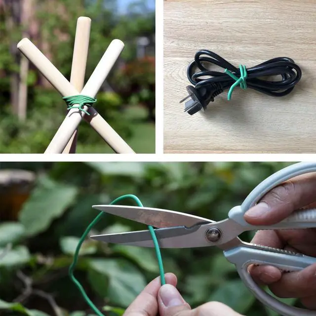 Alt view image 3 of 7 - Plant Ties - 32.8ft Soft Twist Ties Green TPR Garden Ties Supply, for Supporting Plants Tomatoes Office Home Organizing