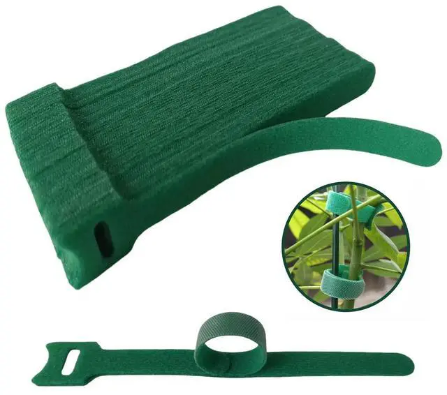 Main image of 100Pcs 6-Inch Green Reusable Adjustable Plant Ties & Garden Tape | Anti-Slip, Hook and Loop, Nylon, Ideal for Climbing Plant Support, Christmas Garlands & Cable Organizer