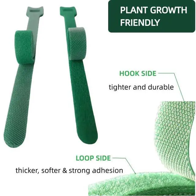 Alt view image 2 of 7 - 100Pcs 6-Inch Green Reusable Adjustable Plant Ties & Garden Tape | Anti-Slip, Hook and Loop, Nylon, Ideal for Climbing Plant Support, Christmas Garlands & Cable Organizer