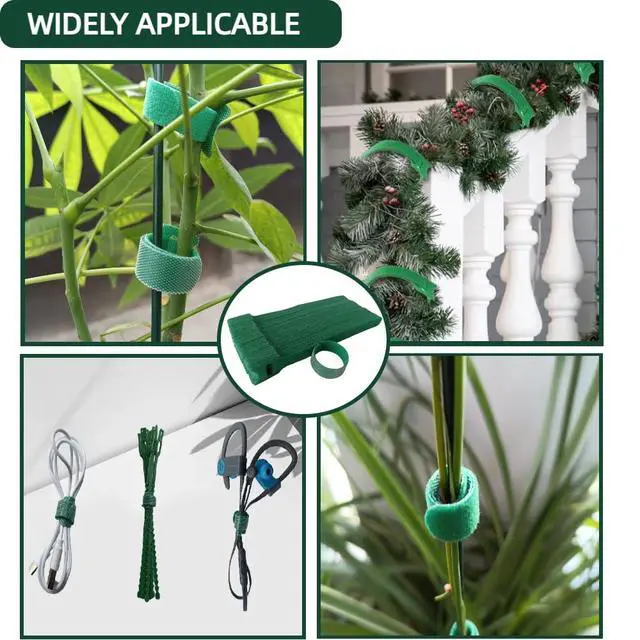 Alt view image 6 of 7 - 100Pcs 6-Inch Green Reusable Adjustable Plant Ties & Garden Tape | Anti-Slip, Hook and Loop, Nylon, Ideal for Climbing Plant Support, Christmas Garlands & Cable Organizer