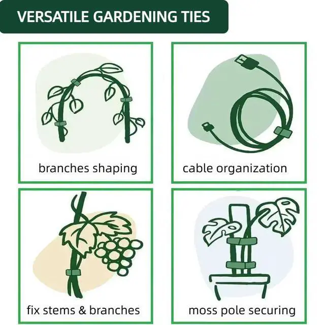 Alt view image 7 of 7 - 100Pcs 6-Inch Green Reusable Adjustable Plant Ties & Garden Tape | Anti-Slip, Hook and Loop, Nylon, Ideal for Climbing Plant Support, Christmas Garlands & Cable Organizer