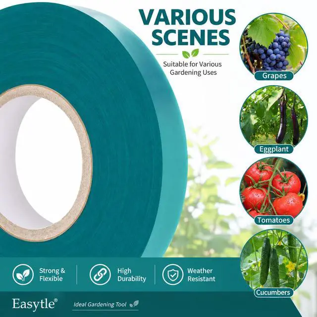 Alt view image 6 of 7 - 2 Pack x 150 ft Stretch Tie Tape Roll, 1/2" Garden Tie Tape, Thick Sturdy Plant Ribbon Garden Green Vinyl Stake Gardening Tools for Indoor Outdoor Patio Plant Use