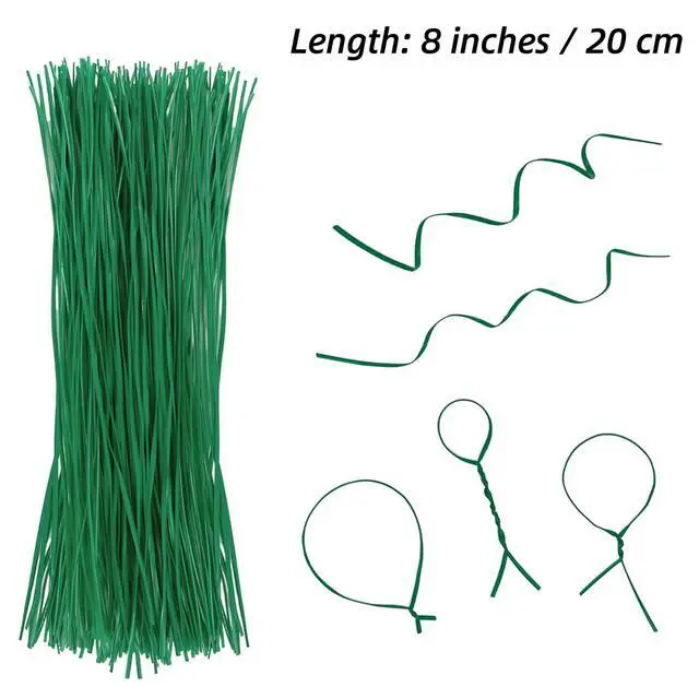 Alt view image 2 of 7 - Plant Twist Ties - 8'' Plant Ties for Climbing Plants, Pack of 100, Green | Garden Ties Reusable Twist Ties Garden Twine for Plants Vines Cords Bags