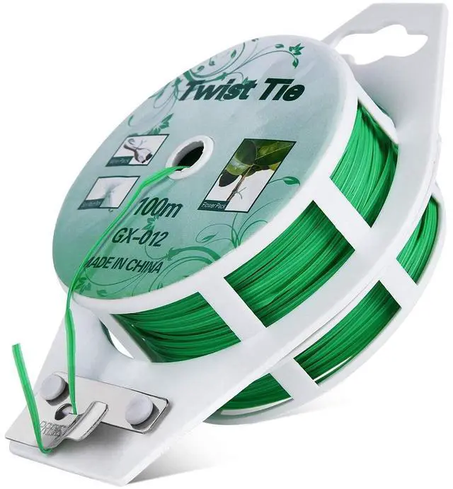 Main image of Twist Ties - All-Purpose Coated 328feet Garden Plant Ties with Trimmer Garden Twine Support Ties Reusable for Gardening Plants Growth and Care, Office Home Cable Organization (Green)
