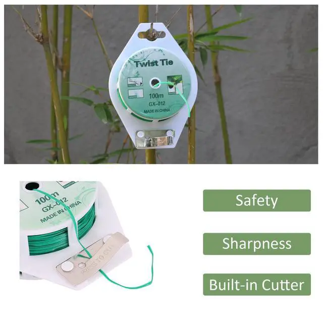 Alt view image 2 of 7 - Twist Ties - All-Purpose Coated 328feet Garden Plant Ties with Trimmer Garden Twine Support Ties Reusable for Gardening Plants Growth and Care, Office Home Cable Organization (Green)