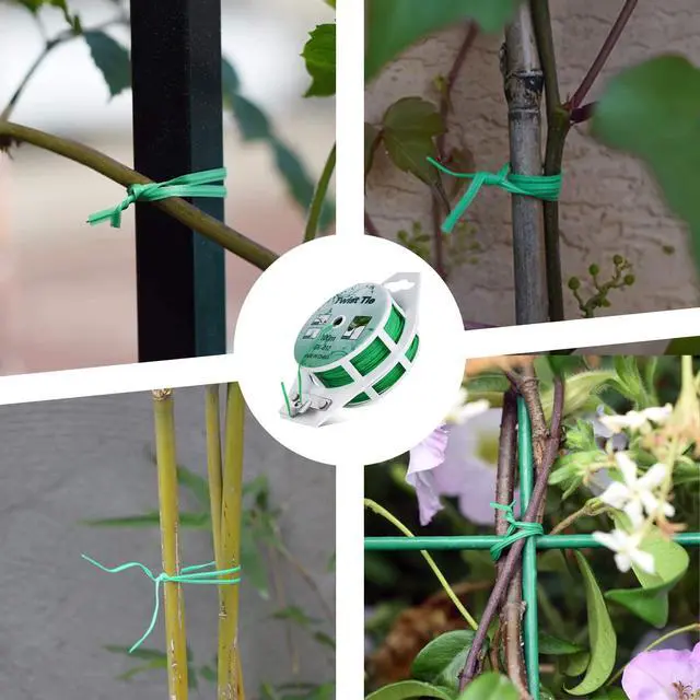Alt view image 4 of 7 - Twist Ties - All-Purpose Coated 328feet Garden Plant Ties with Trimmer Garden Twine Support Ties Reusable for Gardening Plants Growth and Care, Office Home Cable Organization (Green)