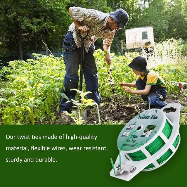 Alt view image 3 of 7 - Twist Ties - All-Purpose Coated 328feet Garden Plant Ties with Trimmer Garden Twine Support Ties Reusable for Gardening Plants Growth and Care, Office Home Cable Organization (Green)