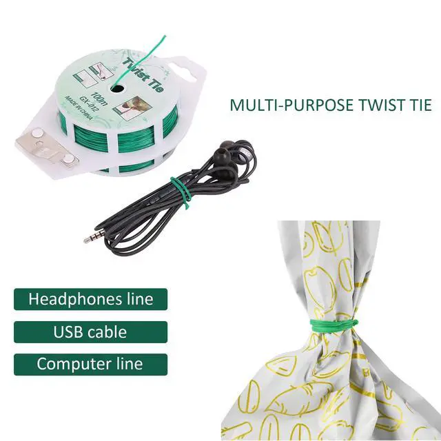 Alt view image 5 of 7 - Twist Ties - All-Purpose Coated 328feet Garden Plant Ties with Trimmer Garden Twine Support Ties Reusable for Gardening Plants Growth and Care, Office Home Cable Organization (Green)