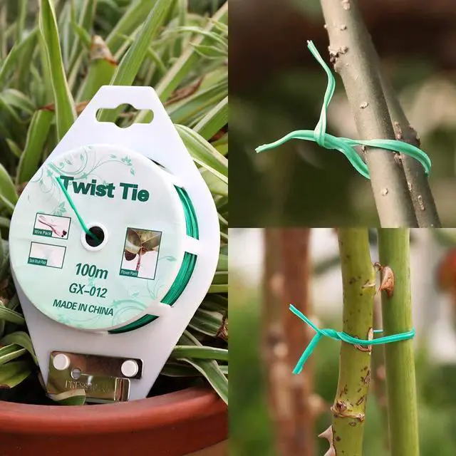 Alt view image 7 of 7 - Twist Ties - All-Purpose Coated 328feet Garden Plant Ties with Trimmer Garden Twine Support Ties Reusable for Gardening Plants Growth and Care, Office Home Cable Organization (Green)