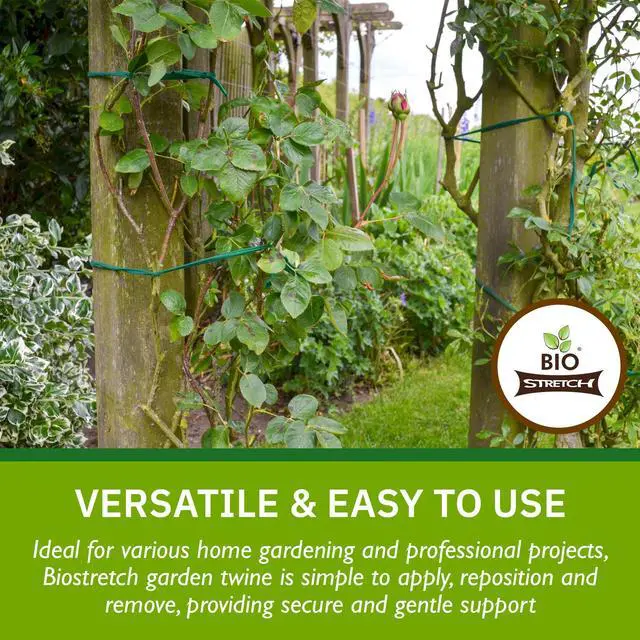 Alt view image 5 of 6 - Soft Garden Twine & Plant Ties for Outdoor Plants, 1 Ball Green | Stretchy & Flexible, Gentle on Delicate Stems, Ideal for Climbing Plants, Naturally Degrades after 18-24 Months