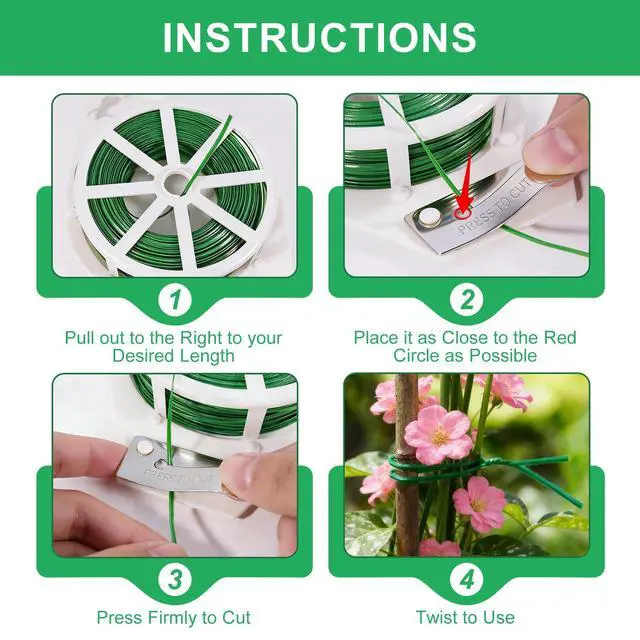 Alt view image 4 of 7 - 2 Pack Twist Ties, 525 Feet Rustproof Flexible Garden Plant Tie with Cutter | LBOKLING Garden Ties with Built-in Cutter for Plants, Cut to Any Length for Gardening, Indoor & Outdoor, HomeOffice Use